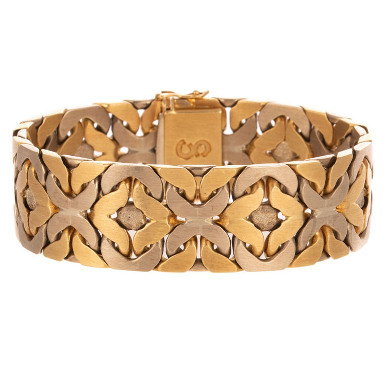 18k Yellow and White Gold Woven Bracelet