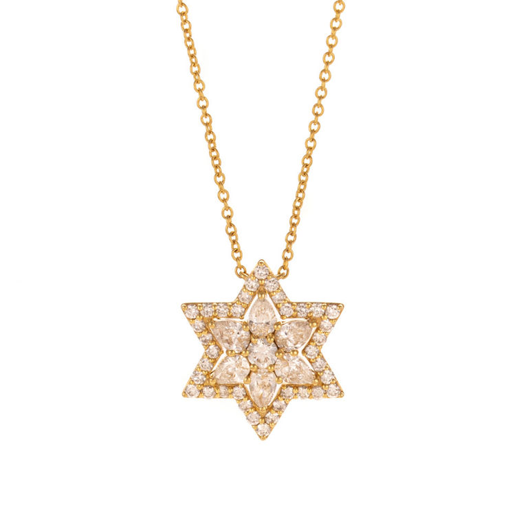 18k Yellow Gold Diamond Star Pendant Necklace