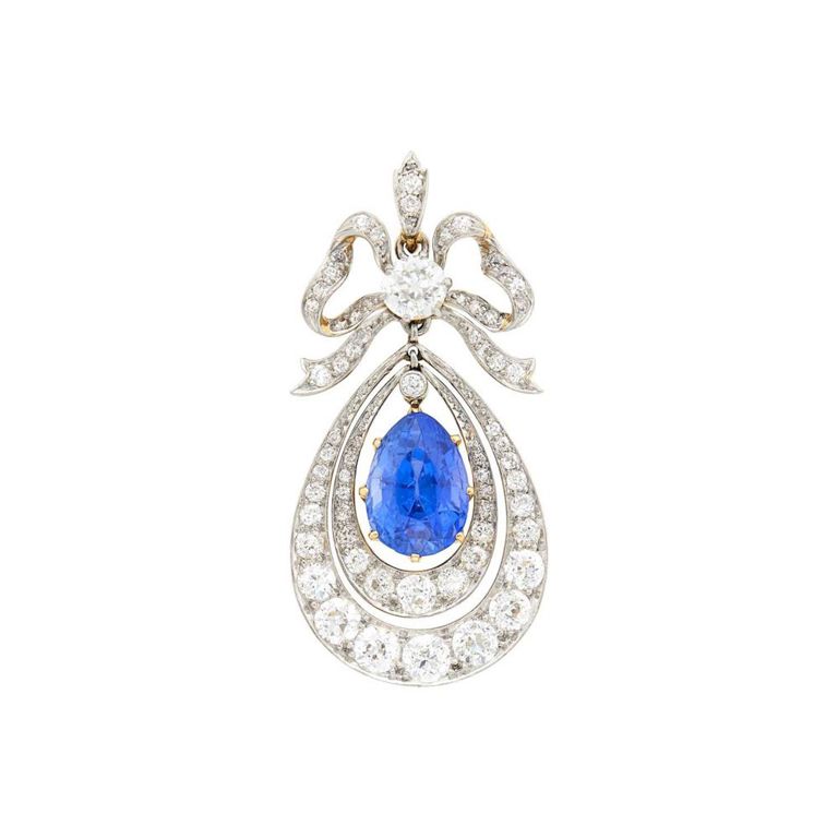 Sapphire and Diamond Pendant/Brooch