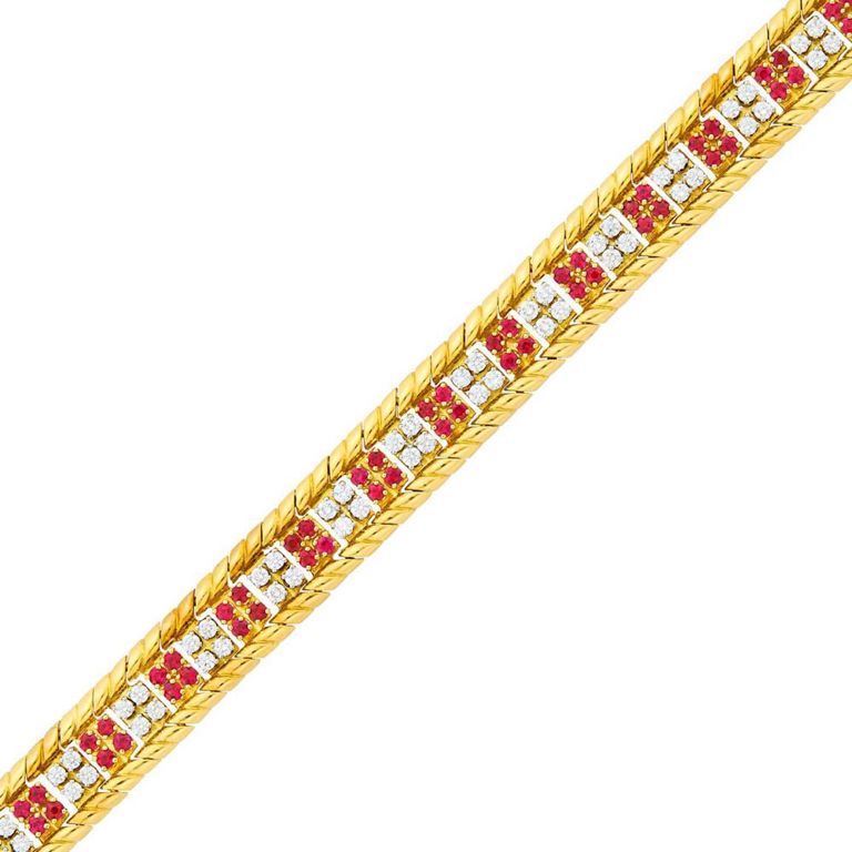 18k Gold Ruby and Diamond Bracelet