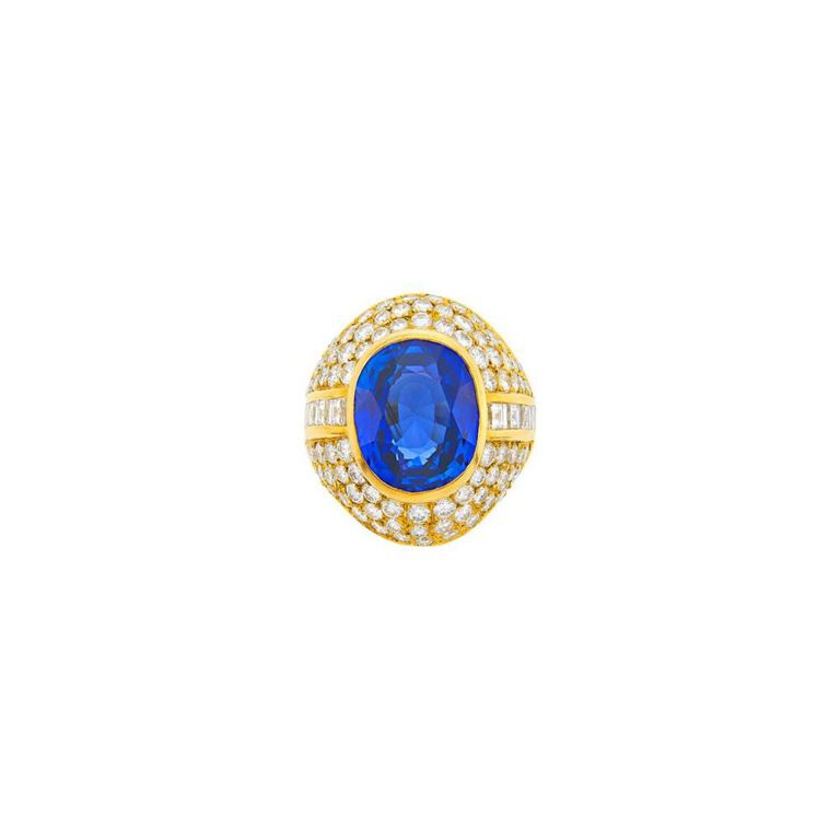 Gold Sapphire and Diamond Ring