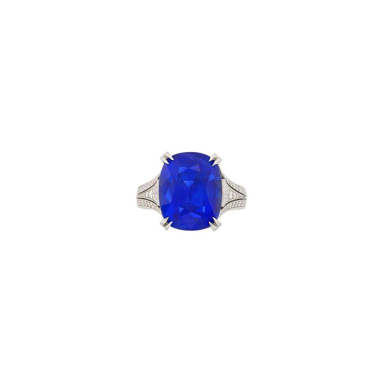 Platinum Sapphire and Diamond Ring
