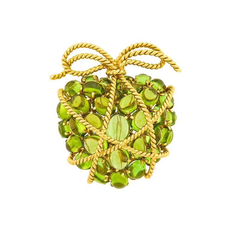18k Gold Peridot Heart Pendant/Brooch
