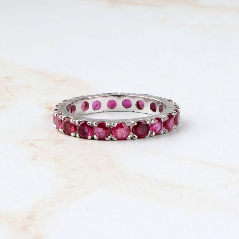 14k White Gold Ruby Eternity Ring