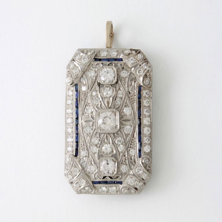 Platinum and 18k Gold Gemstone Pendant/Brooch