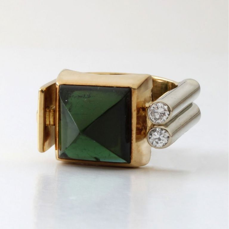 18k Two-Tone Tourmaline and Diamond Ring