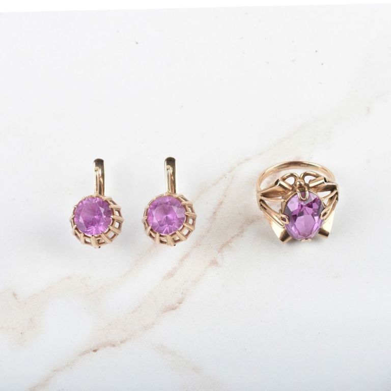 14k Pink Gold Topaz Jewelry Set
