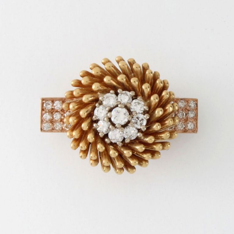 14k Yellow Gold Diamond Brooch