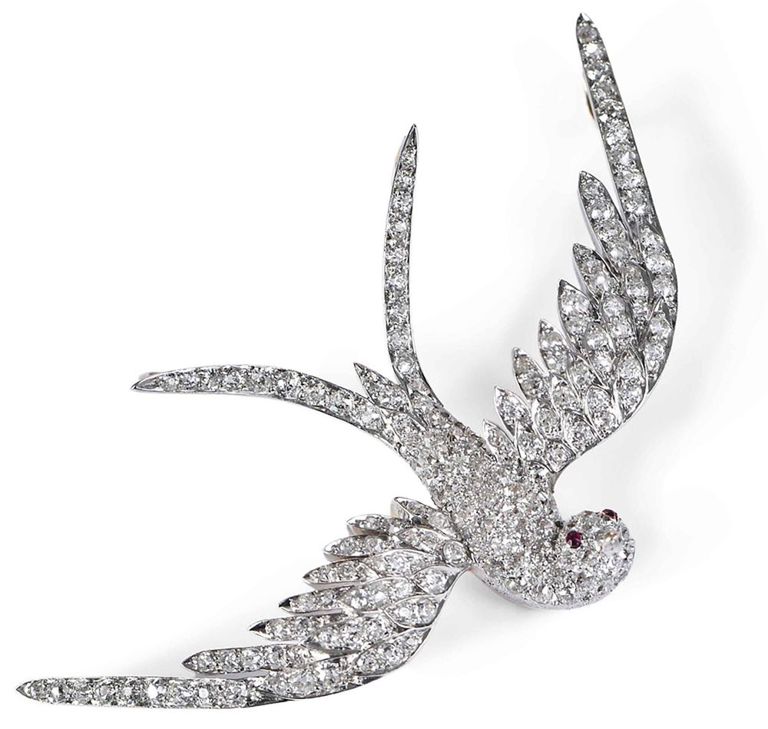 Platinum and Gold Diamond, Ruby Pendant
