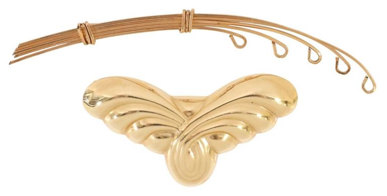 Set of 2 14k Gold Pendant and Brooch