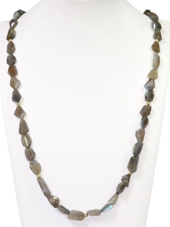 18k Gold Labradorite Beaded Necklace
