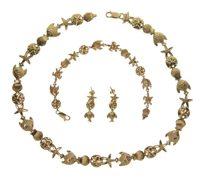 Gold Ocean Motif Jewelry Suite