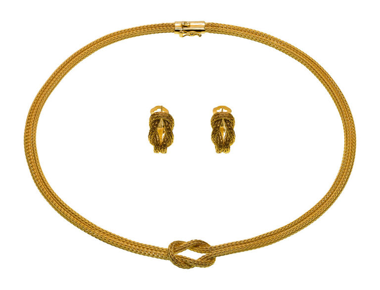 18k Yellow Gold Necklace and Earrings