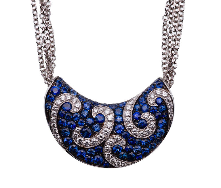 Sapphire and Diamond Pendant Necklace