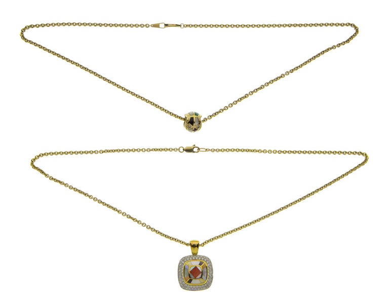 Set of 2 Gold Diamond Necklaces