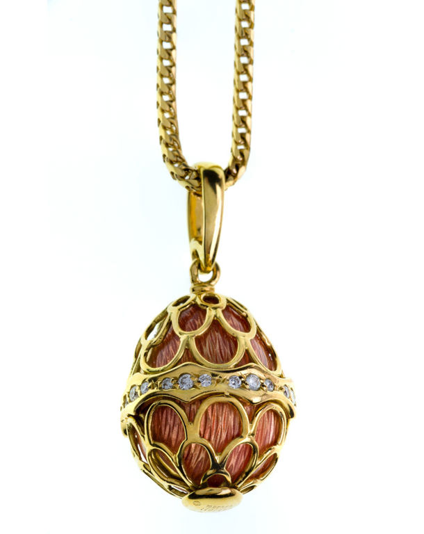 18k Gold and Enamel Diamond Pendant Necklace