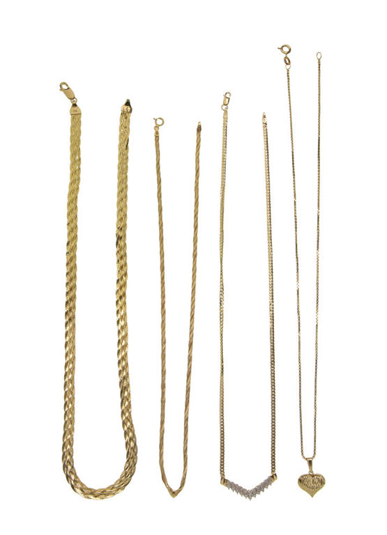 Set of 4 14k Gold Chain Necklace