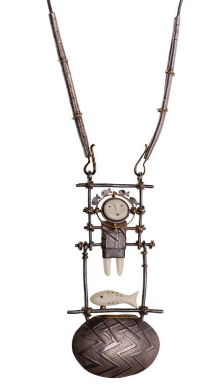 18k Gold and Sterling Silver Pendant