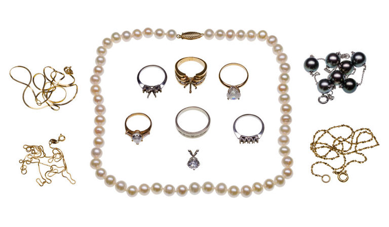 14k Gold Pearl and Stone Jewelry Set