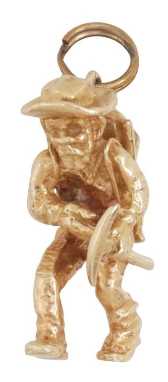 14k Yellow Gold Miner Charm Pendant