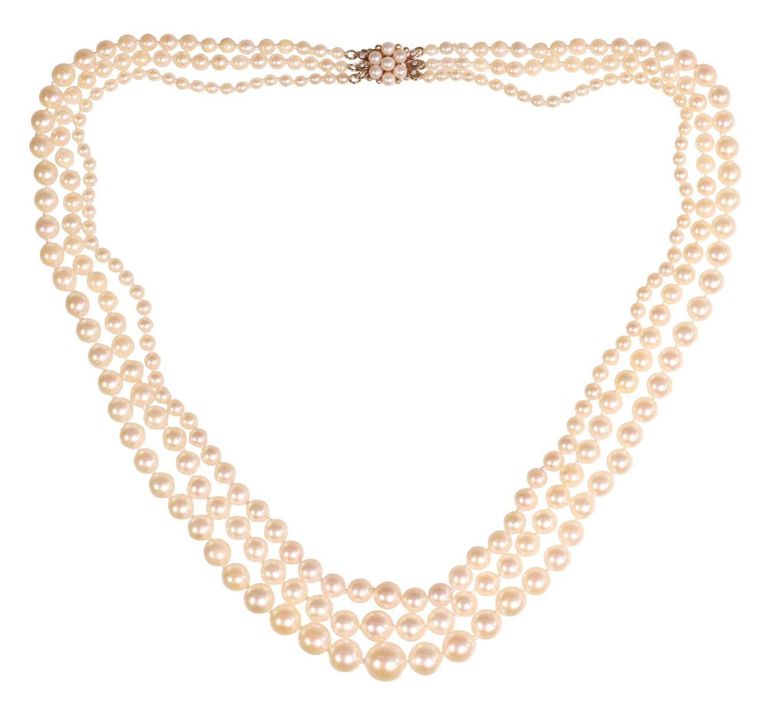 14k Yellow Gold Diamond and Pearl Necklace