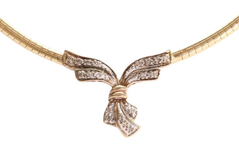 14k Yellow Gold Diamond Snake Necklace