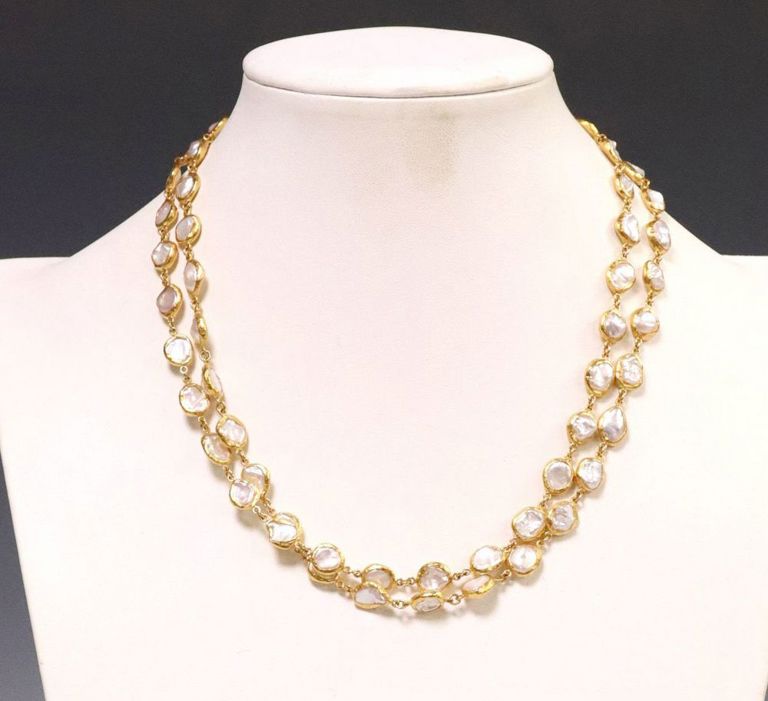 23.5k Yellow Gold Pearl Chain Necklace