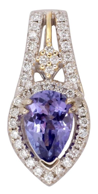14k White Gold Tanzanite and Diamond Pendant