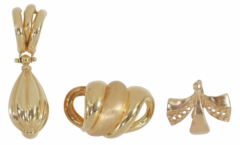 Set of 3 18k and 14k Yellow Gold Pendants