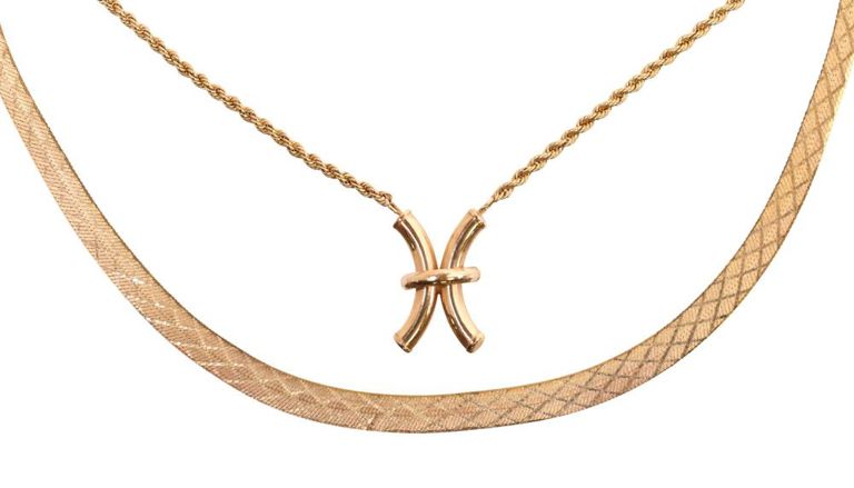 Set of 2 10k Yellow Gold Chain Necklaces
