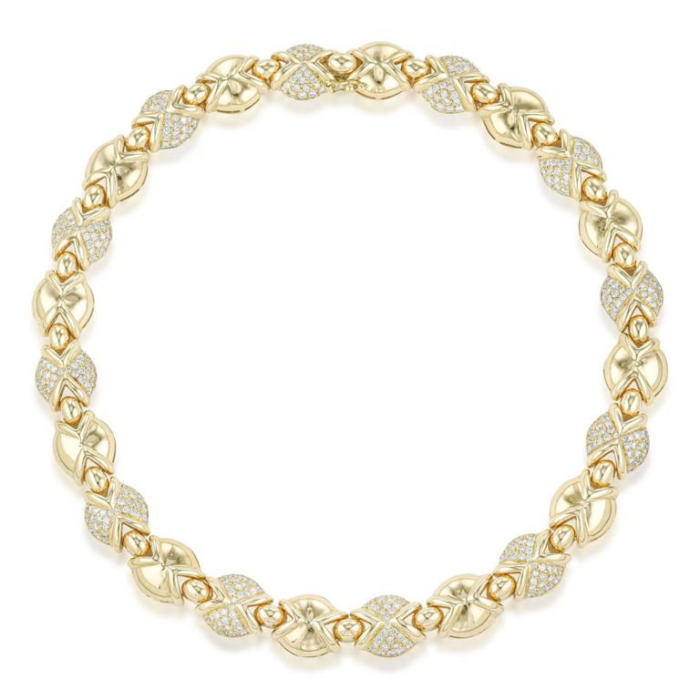 18k Yellow Gold Diamond Link Necklace
