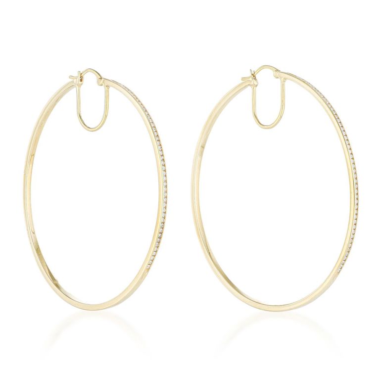 14k Yellow Gold Diamond Hoop Earrings