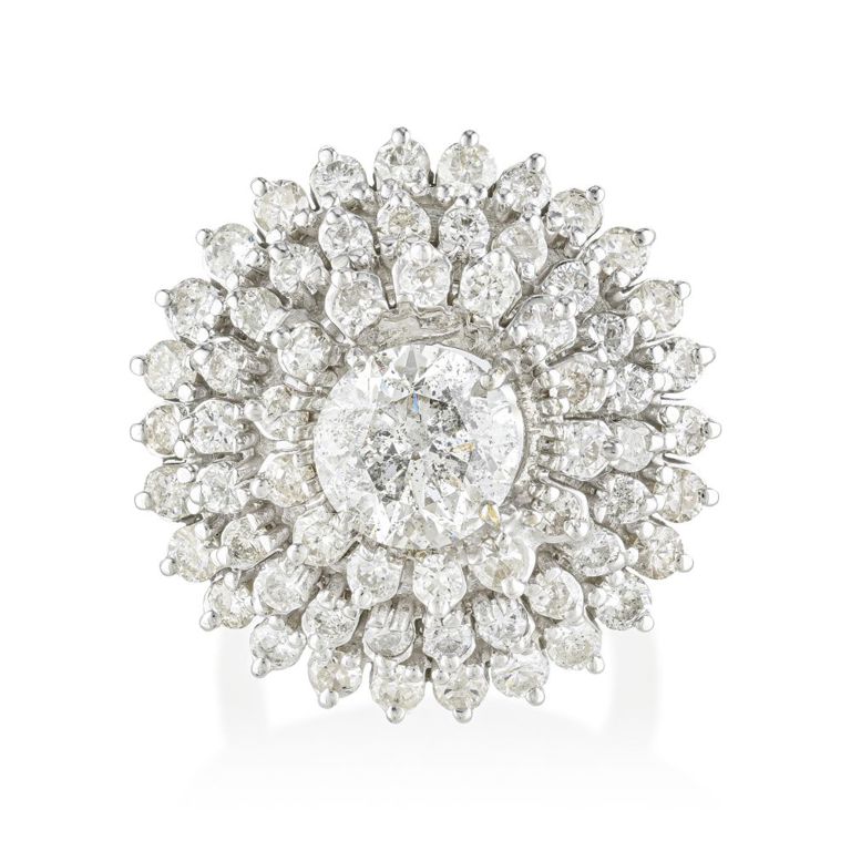 14k White Gold Diamond Cluster Ring