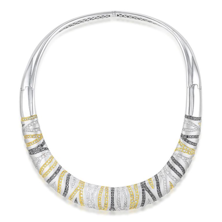 18k White Gold Multi-Color Diamond Necklace