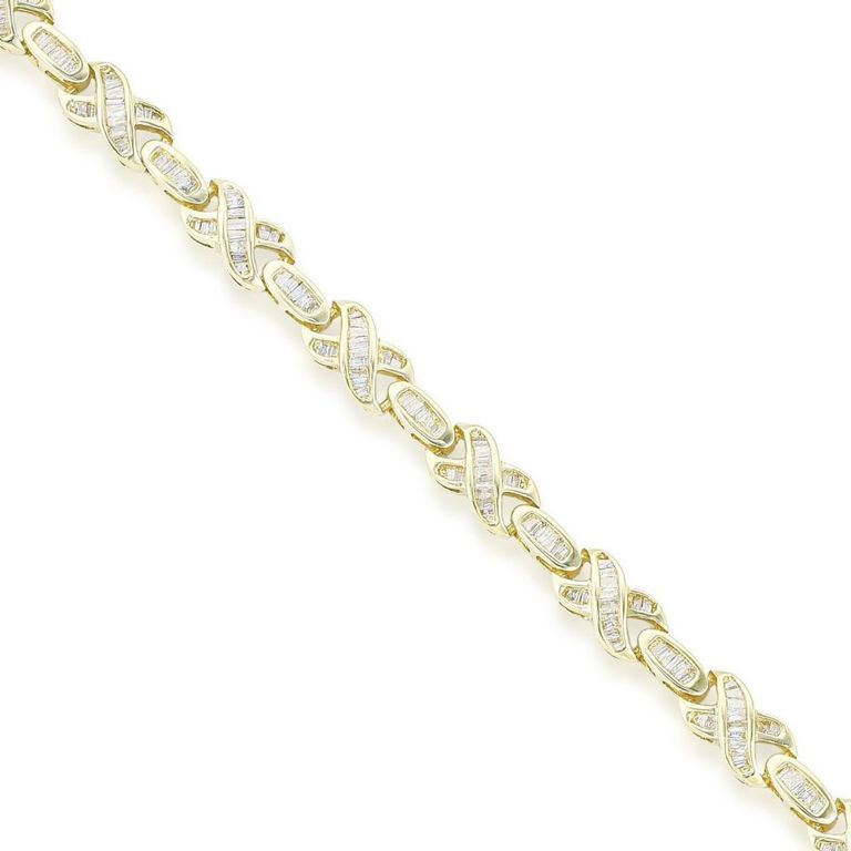 14k Yellow Gold Diamond X-Link Bracelet