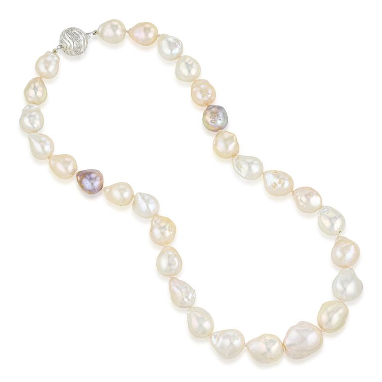 14k White Gold Pearl and Diamond Necklace