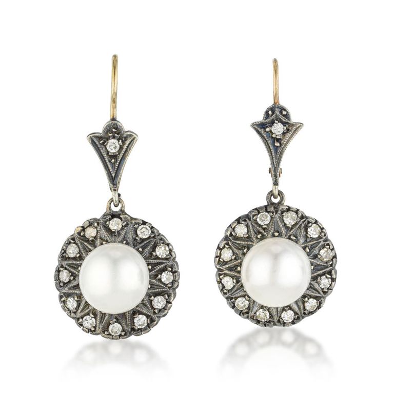 Pearl and Diamond Earrings