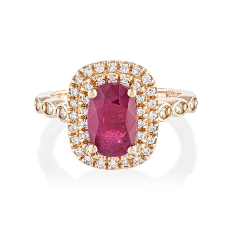 14k Yellow Gold Ruby and Diamond Ring