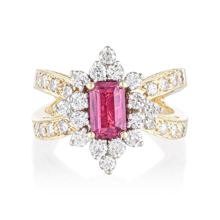 14k Yellow Gold Ruby and Diamond Ring