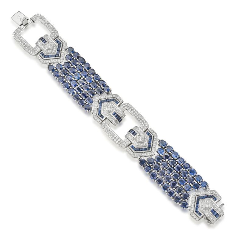 18k White Gold Sapphire and Diamond Bracelet