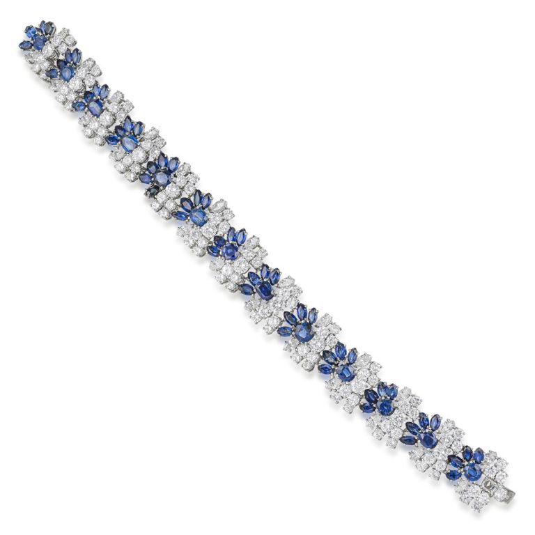 18k White Gold Sapphire and Diamond Bracelet