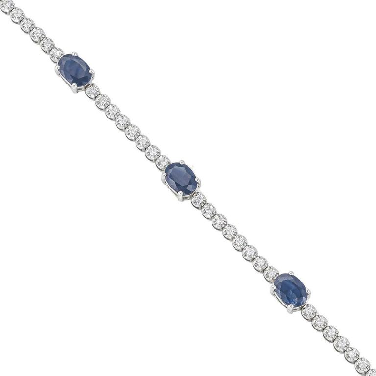 14k White Gold Sapphire and Diamond Bracelet