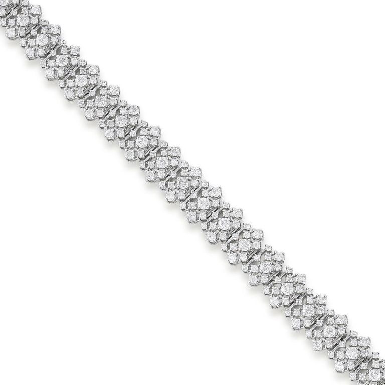 14k White Gold Diamond Openwork Bracelet