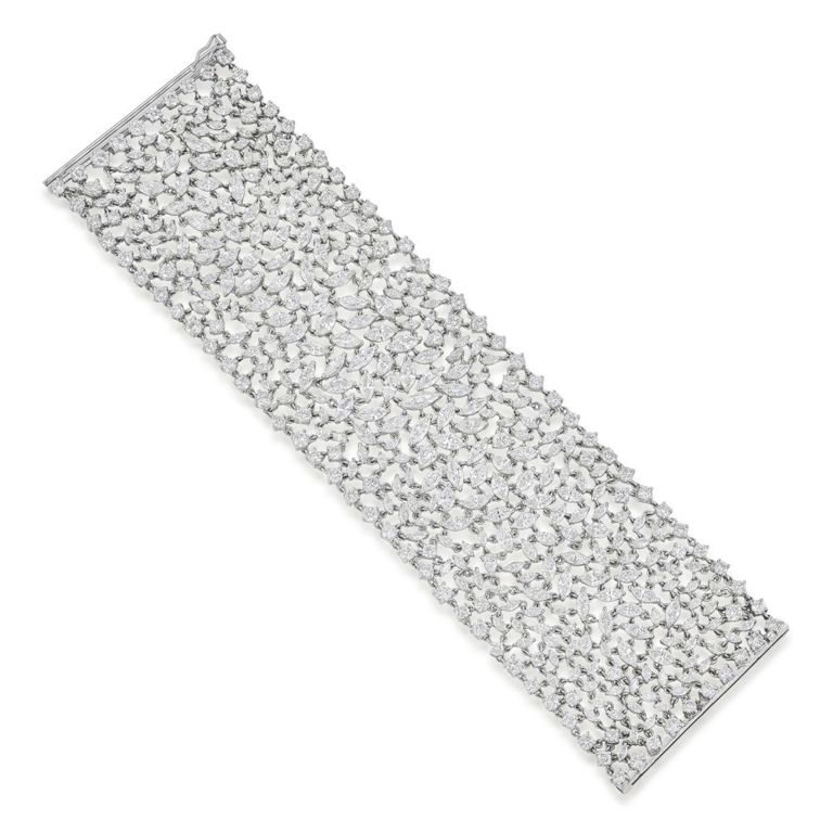 18k White Gold Diamond Mesh Bracelet