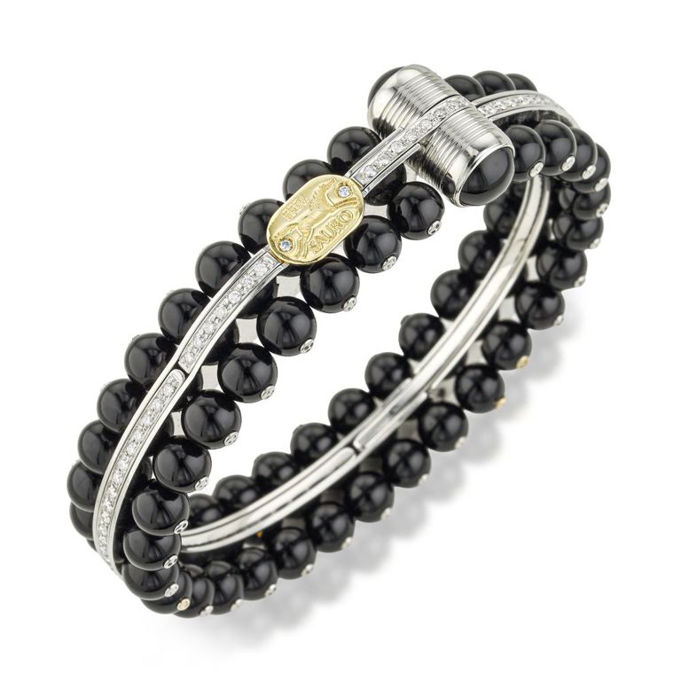 Yellow Gold and Stainless Steel Diamond Bangle