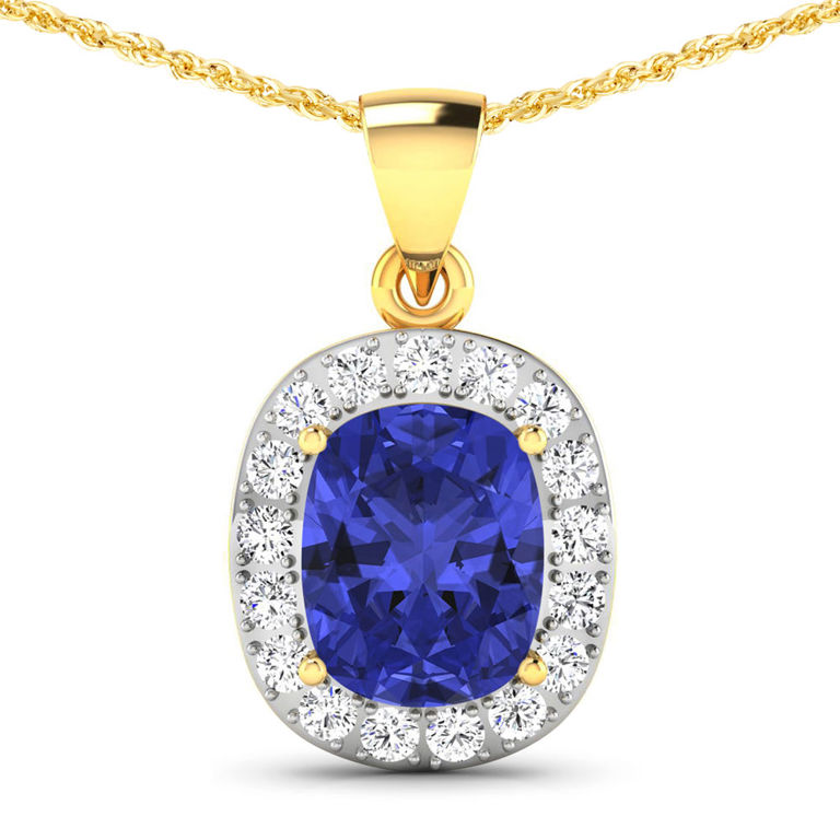 14k Gold Tanzanite and Diamond Pendant