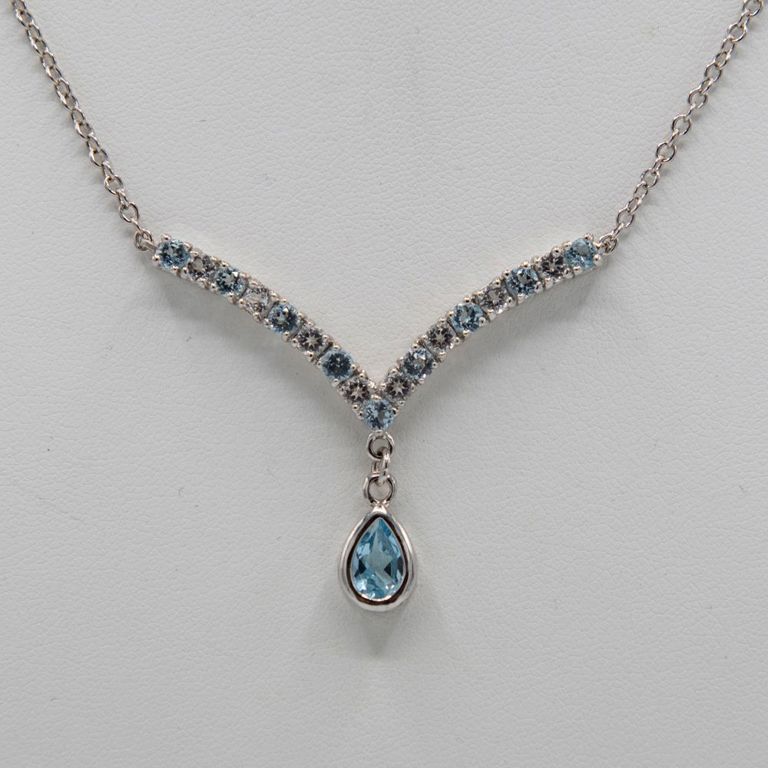 Blue and White Topaz Necklace