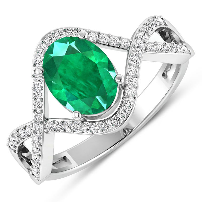 14k Gold Emerald and Diamond Ring