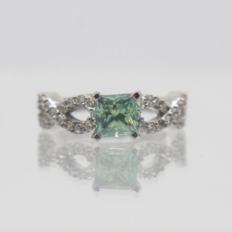 Sterling Silver Moissanite and CZ Ring