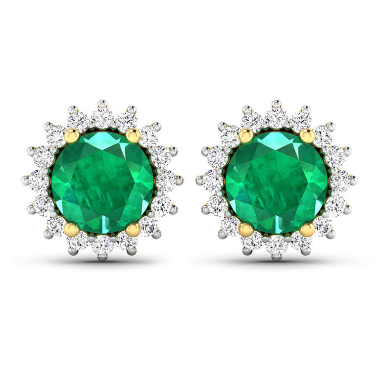 14k Gold Emerald and Diamond Earrings